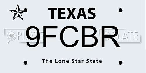 9FCBR Texas License Plate