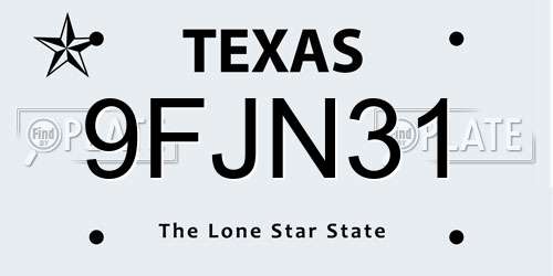 9FJN31 Texas License Plate