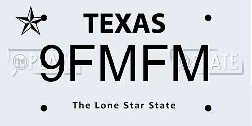 9FMFM Texas License Plate