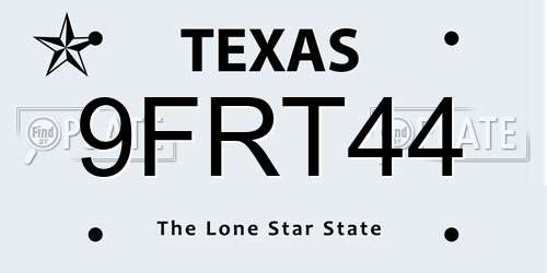 9FRT44 Texas License Plate