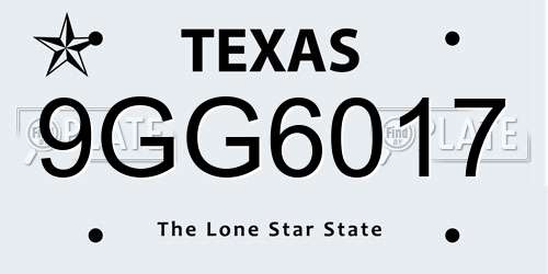 9GG6017 Texas License Plate