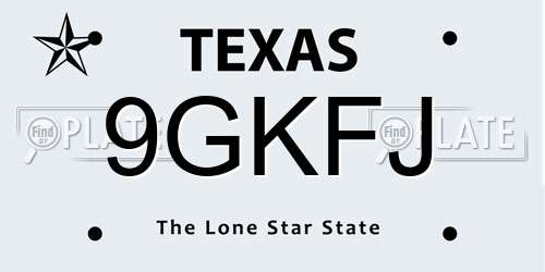 9GKFJ Texas License Plate
