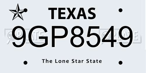 9GP8549 Texas License Plate