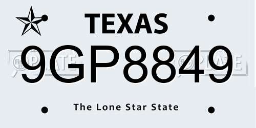 9GP8849 Texas License Plate