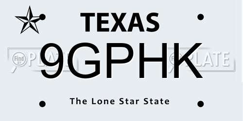 9GPHK Texas License Plate