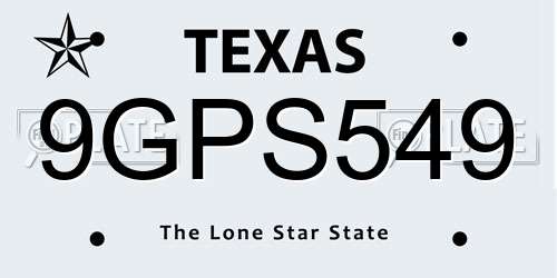 9GPS549 Texas License Plate