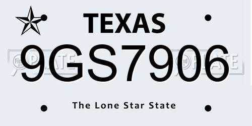 9GS7906 Texas License Plate