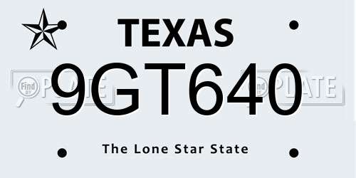 9GT640 Texas License Plate