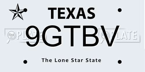 9GTBV Texas License Plate