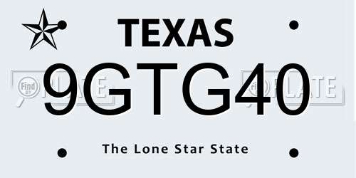9GTG40 Texas License Plate