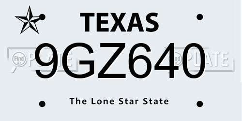 9GZ640 Texas License Plate
