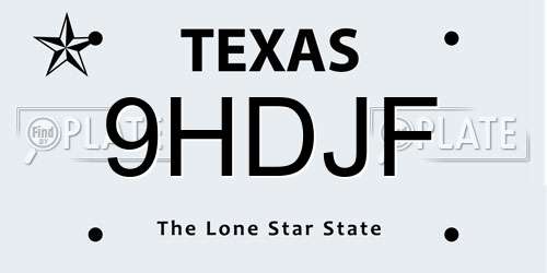 9HDJF Texas License Plate