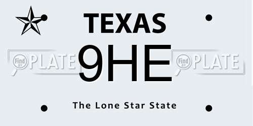 9HE Texas License Plate