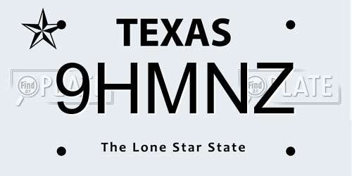 9HMNZ Texas License Plate