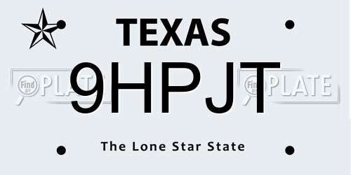 9HPJT Texas License Plate