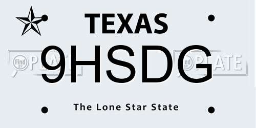9HSDG Texas License Plate