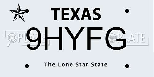 9HYFG Texas License Plate