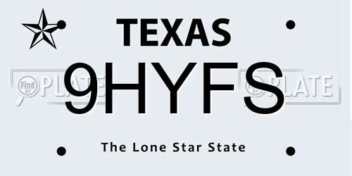9HYFS Texas License Plate