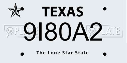 9I80A2 Texas License Plate