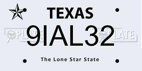 9IAL32 Texas License Plate