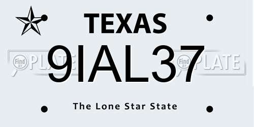 9IAL37 Texas License Plate