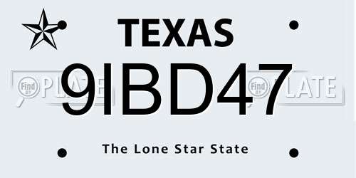 9IBD47 Texas License Plate