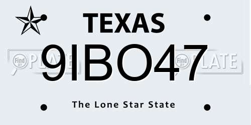 9IBO47 Texas License Plate