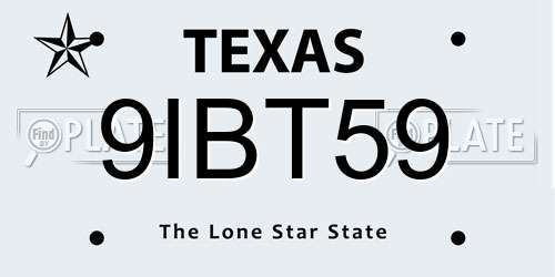 9IBT59 Texas License Plate