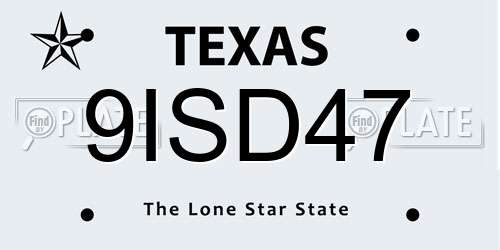 9ISD47 Texas License Plate