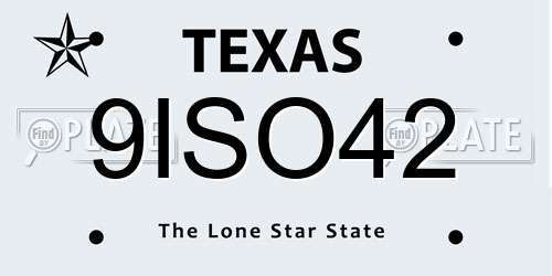 9ISO42 Texas License Plate