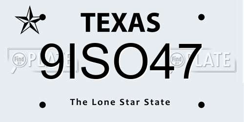 9ISO47 Texas License Plate