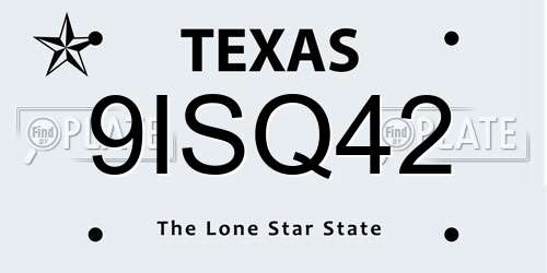 9ISQ42 Texas License Plate