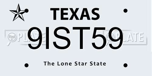 9IST59 Texas License Plate
