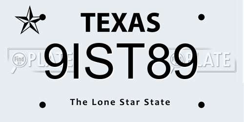 9IST89 Texas License Plate