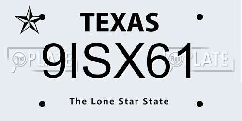 9ISX61 Texas License Plate