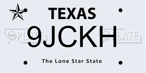 9JCKH Texas License Plate