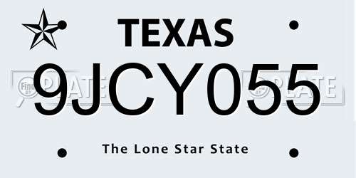 9JCY055 Texas License Plate