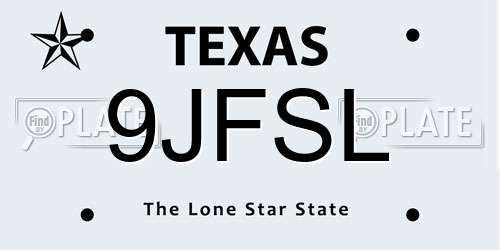 9JFSL Texas License Plate