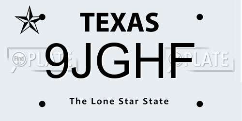 9JGHF Texas License Plate