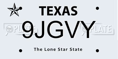 9JGVY Texas License Plate