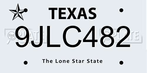 9JLC482 Texas License Plate