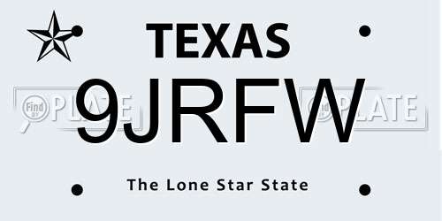 9JRFW Texas License Plate