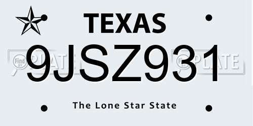 9JSZ931 Texas License Plate