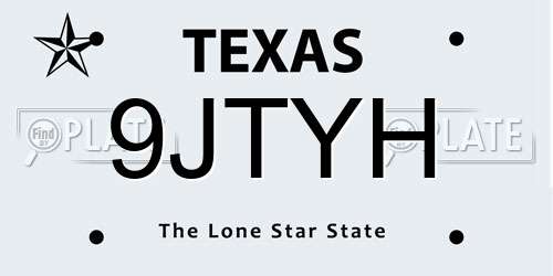 9JTYH Texas License Plate