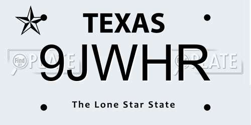 9JWHR Texas License Plate