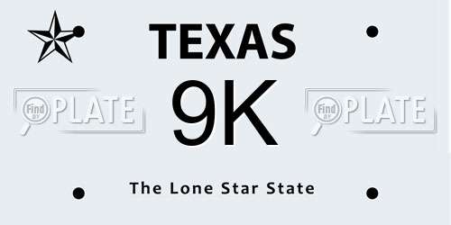 9K Texas License Plate