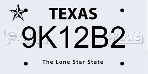 9K12B2 Texas License Plate