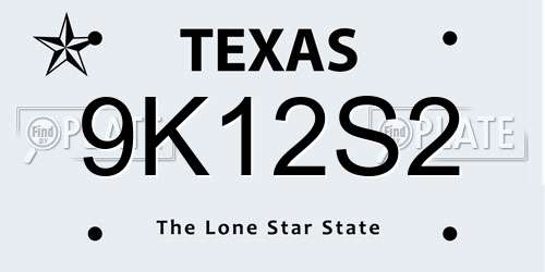 9K12S2 Texas License Plate