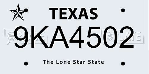 9KA4502 Texas License Plate