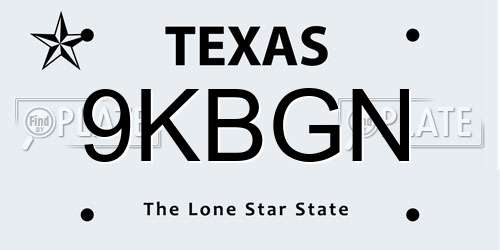 9KBGN Texas License Plate